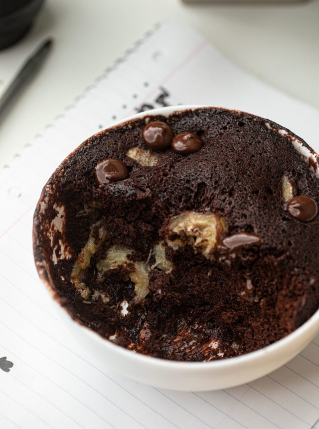 Banana Double Chocolate Chip Cake in a Microwave