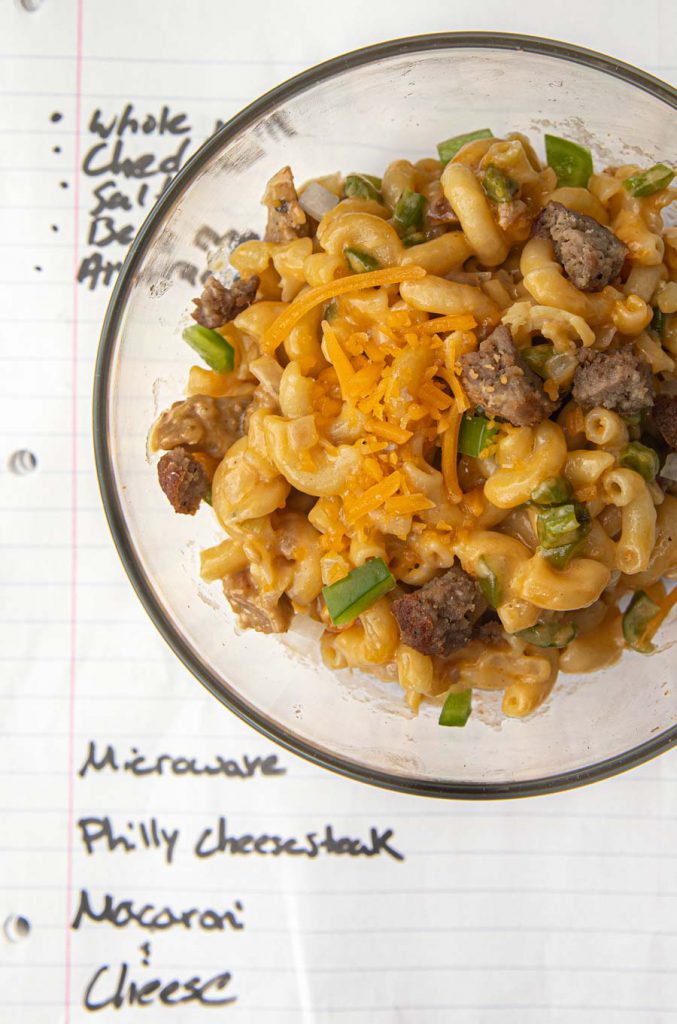 Microwave Philly Cheesesteak Mac and Cheese Dorm Room Cook