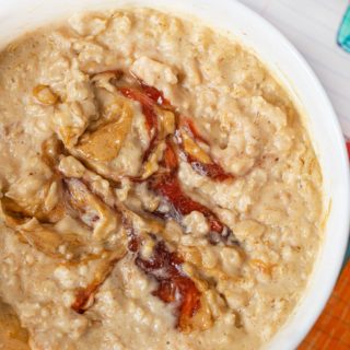 Microwave Peanut Butter and Jelly Oatmeal