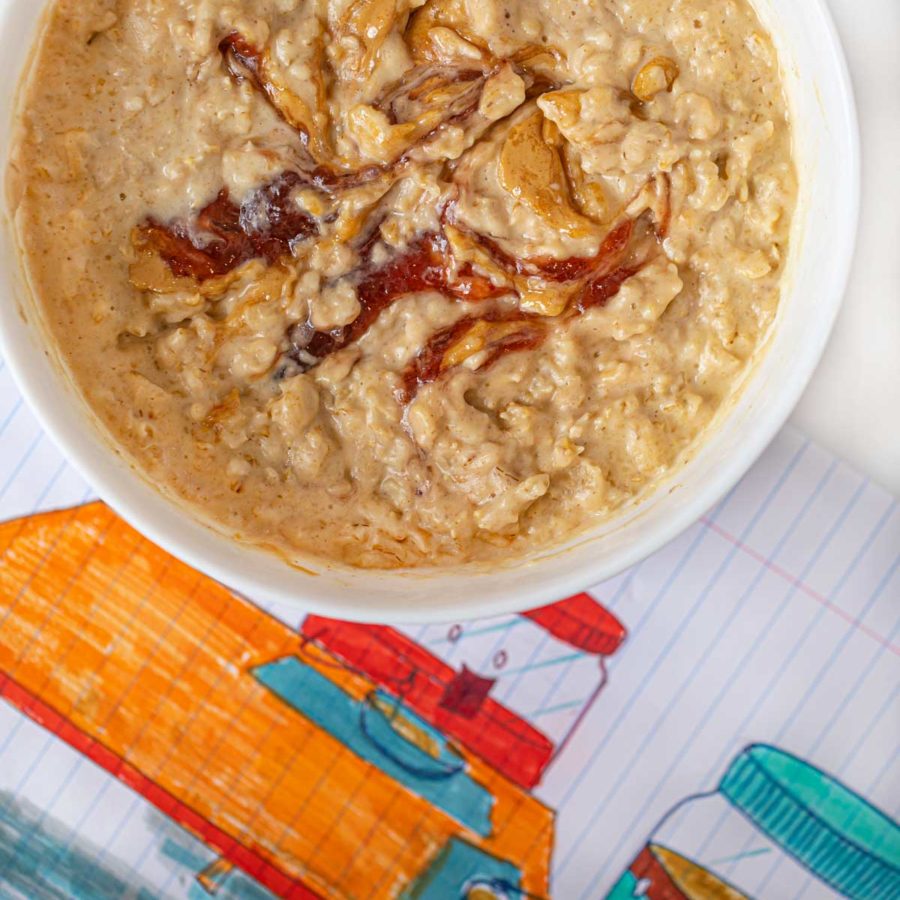Microwave Peanut Butter and Jelly Oatmeal Recipe - Dorm Room Cook