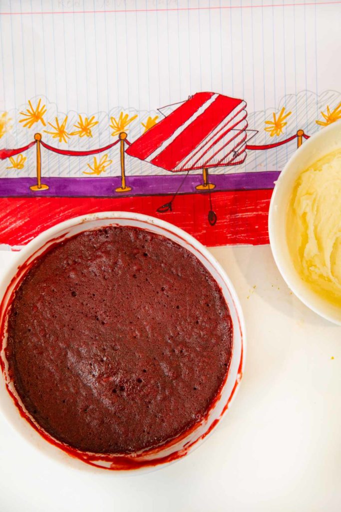 Microwave Red Velvet Cake unfrosted