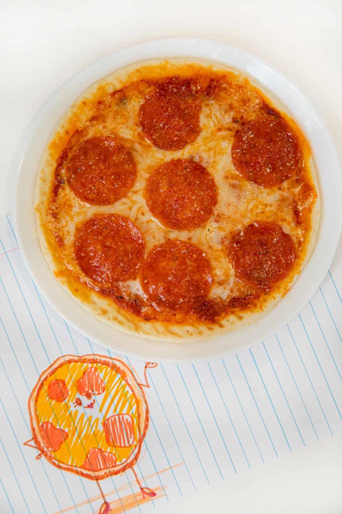 Microwave Pepperoni Pizza made with pita bread