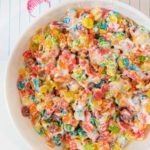 Fruity Pebbles Krispies Treats made in a microwave