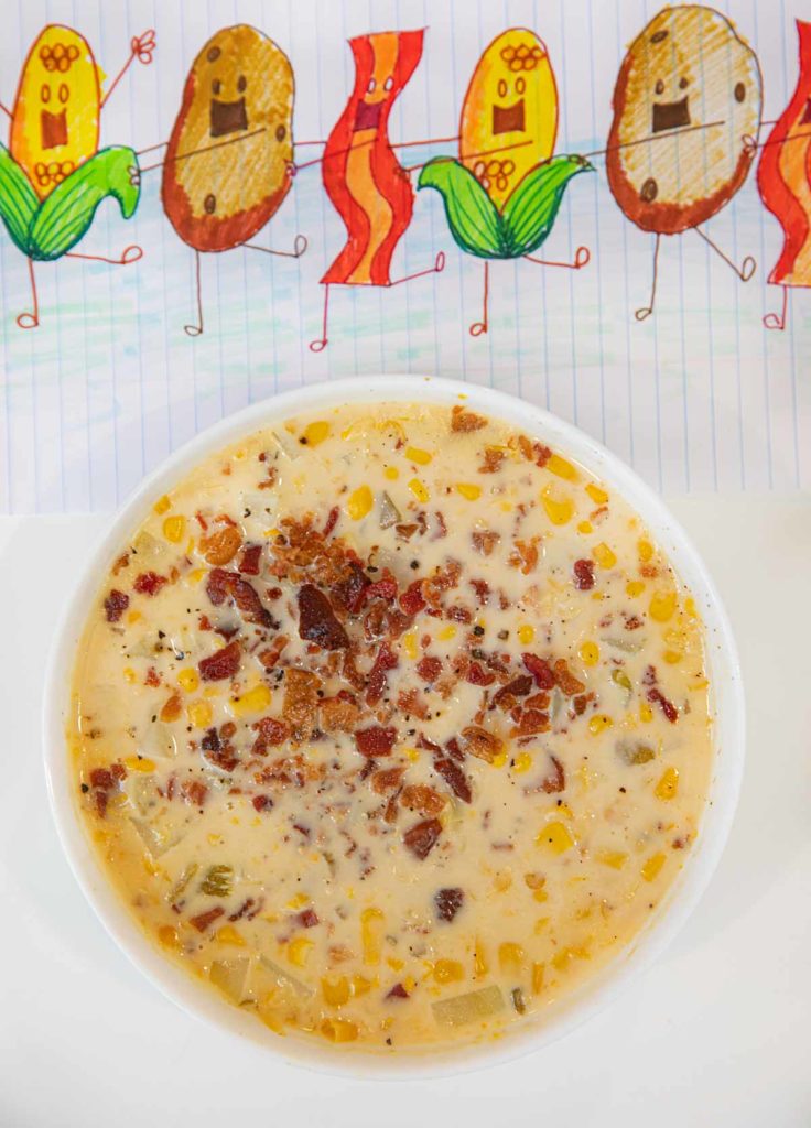 Microwave Bacon Potato and Corn Chowder