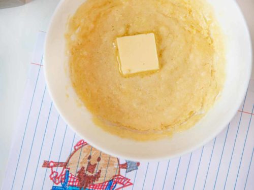 Microwave Pancake in cereal bowl