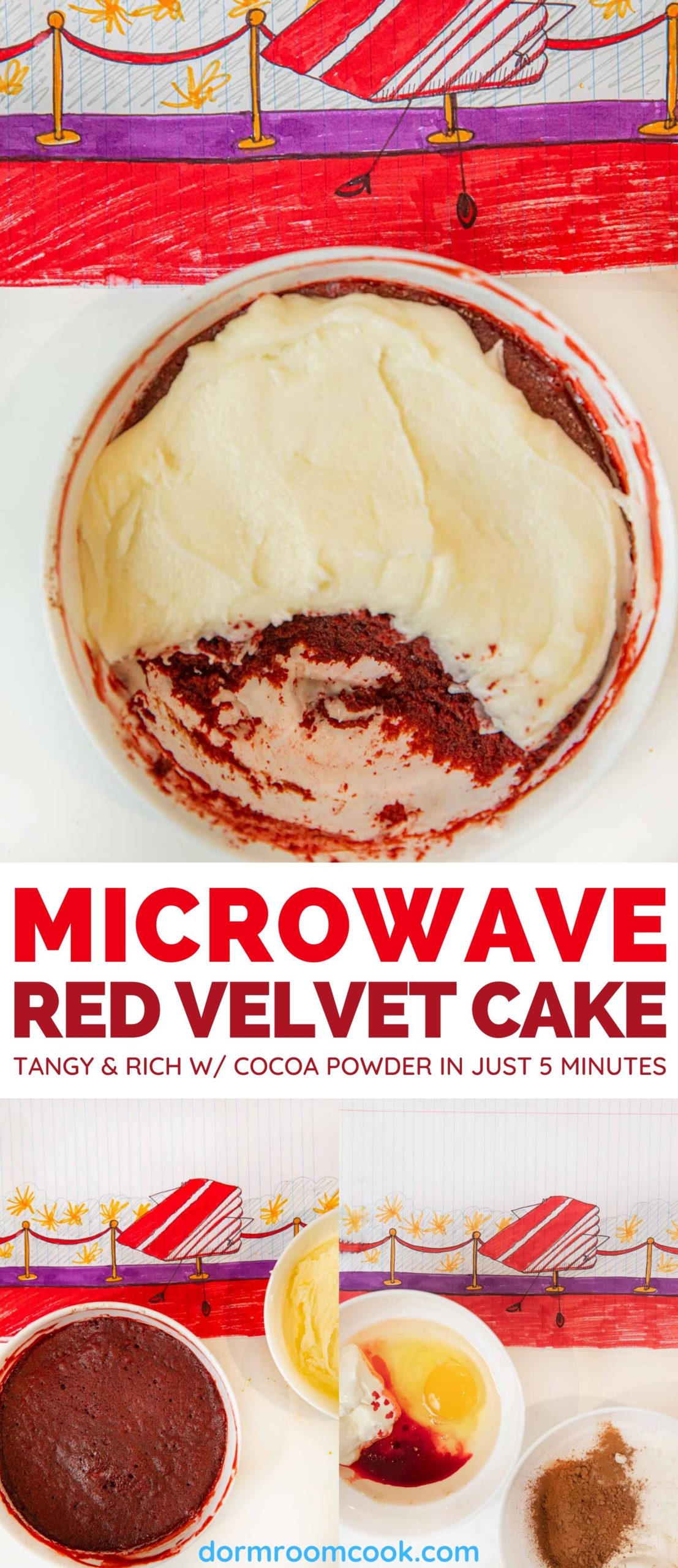 Microwave Red Velvet Cake collage