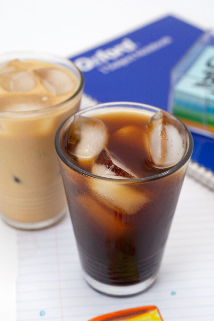 Cold Brew Coffee iced and mixed with creamer in cups