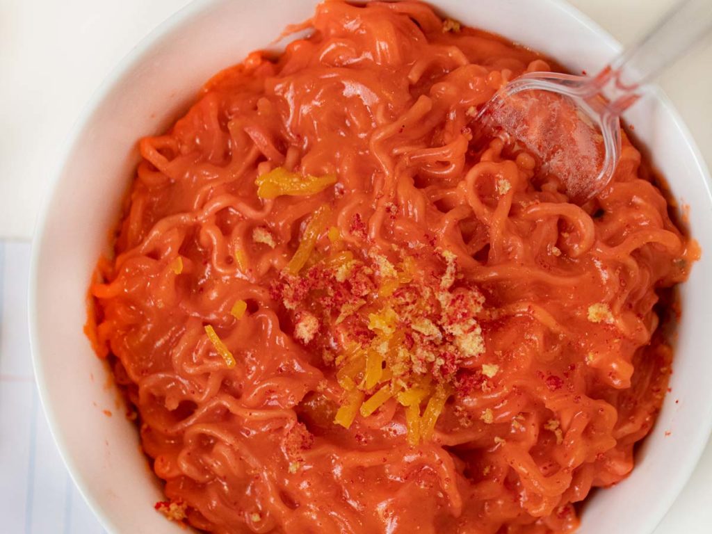 Microwave Flamin' Hot Mac and Cheese Ramen Dorm Room Cook