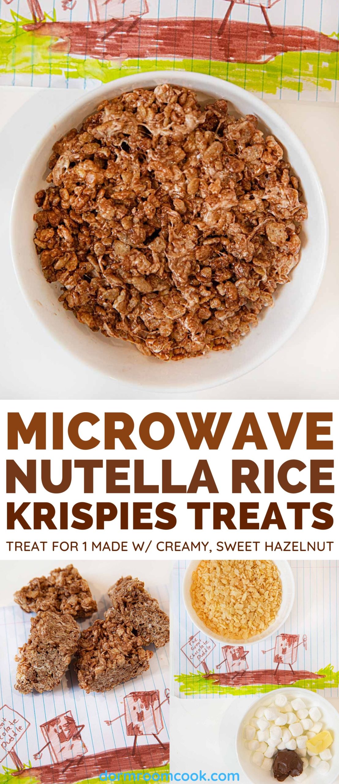 Microwave Nutella Rice Krispies Treats collage