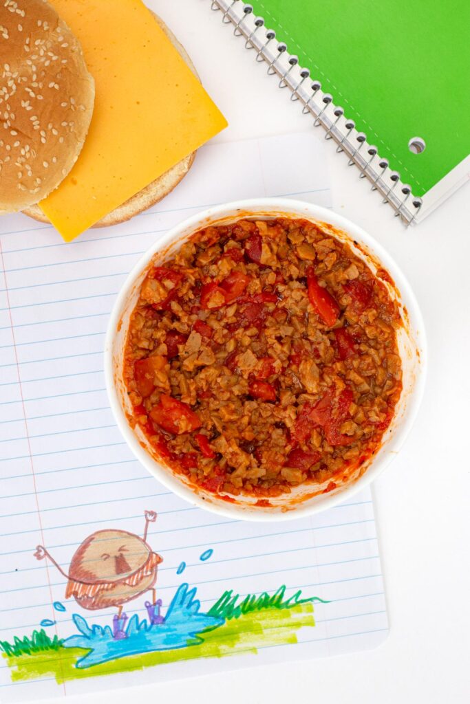 Microwave Sloppy Joes filling mixed in bowl