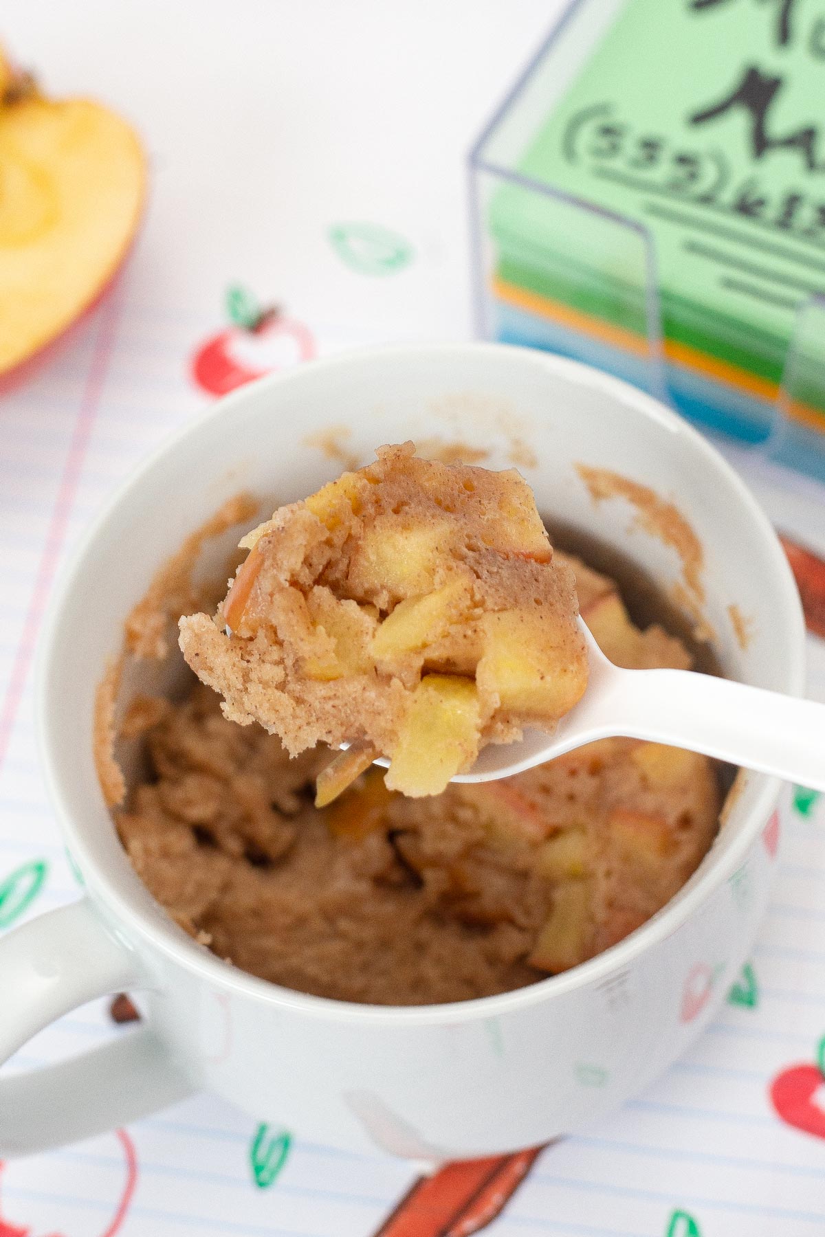 Microwave Apple Cinnamon Muffin scoop on spoon