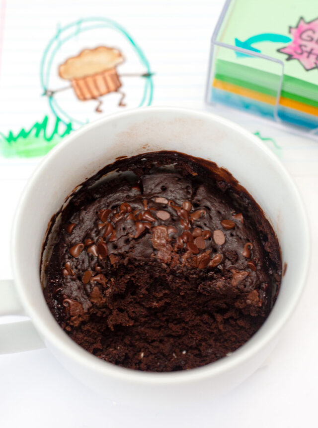 Microwave Chocolate Muffin in bowl with scoop removed
