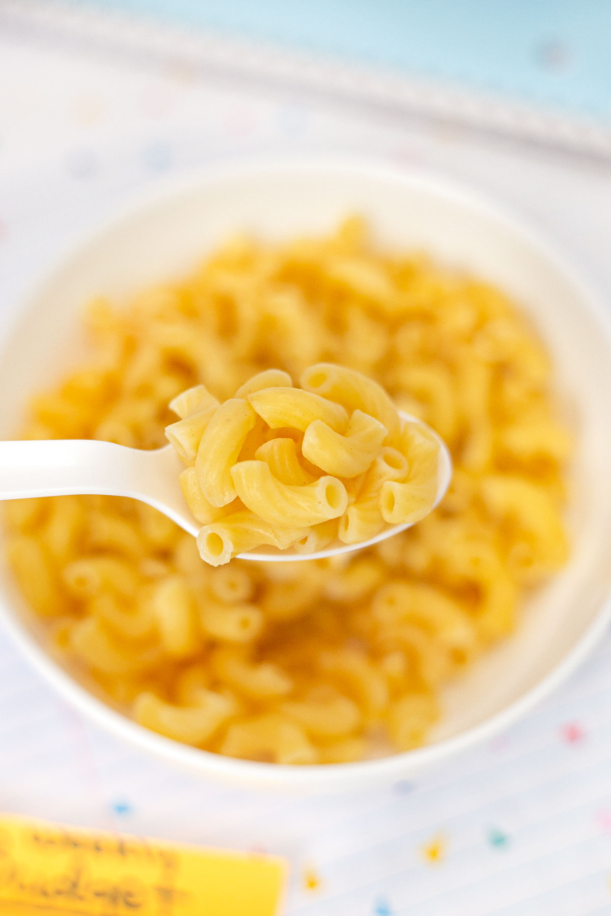 Microwave Pasta scoop on spoon