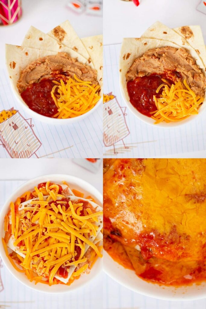 Bean and Cheese Burrito Bowl collage of prep steps