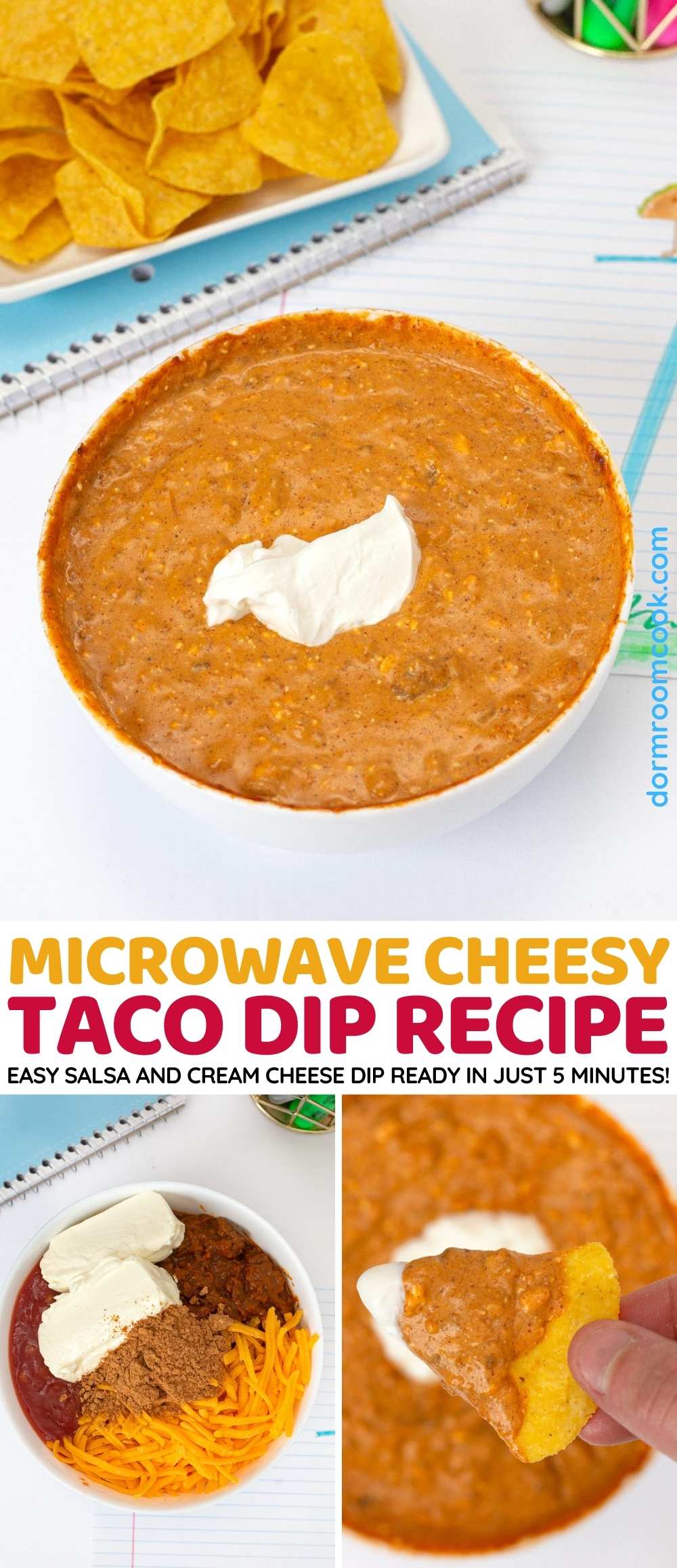 Microwave Cheesy Taco Dip collage