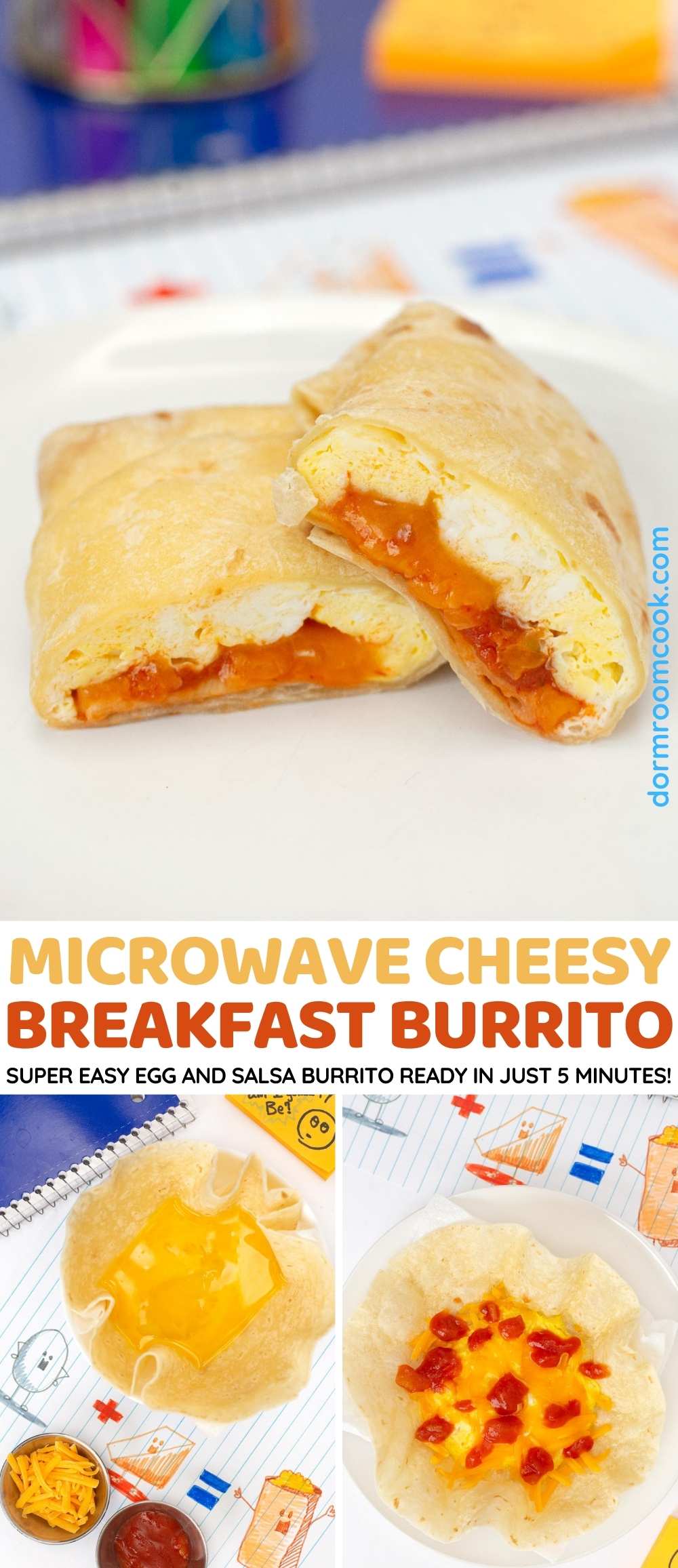Microwave Egg and Cheese Breakfast Burrito collage